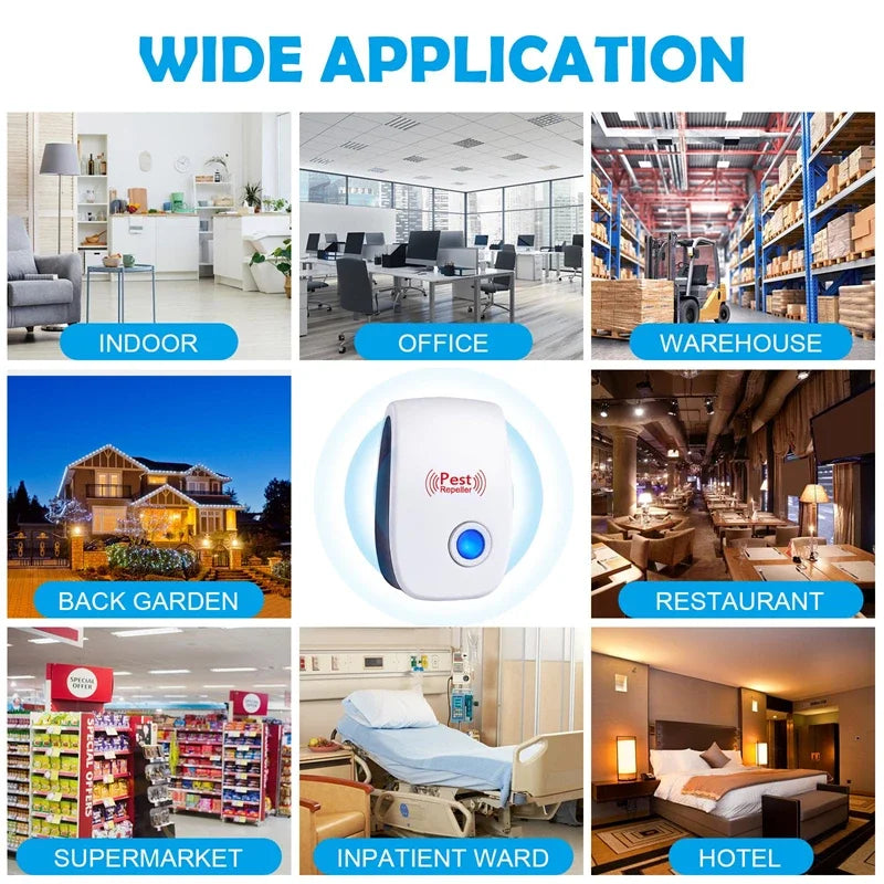 Repelente Ultrassônico de Pragas — Anti-Mosquitos, Anti-Baratas e Anti-Ratos • Proteção Sem Veneno
