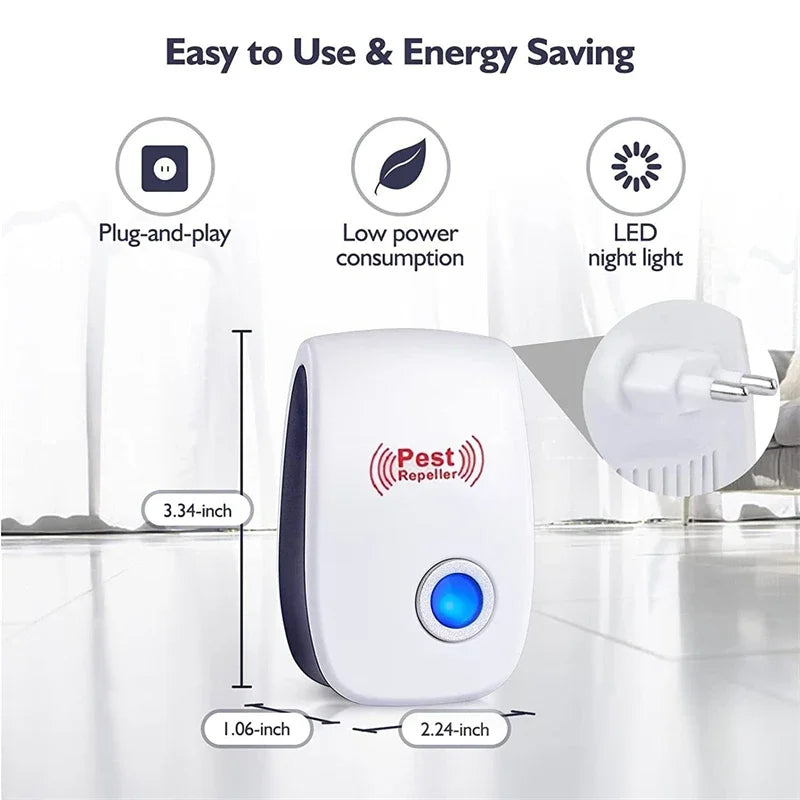 Repelente Ultrassônico de Pragas — Anti-Mosquitos, Anti-Baratas e Anti-Ratos • Proteção Sem Veneno