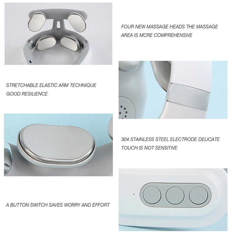 Massageador Elétrico 4D com Calor — Diga Adeus à Dor no Pescoço e Ombros!