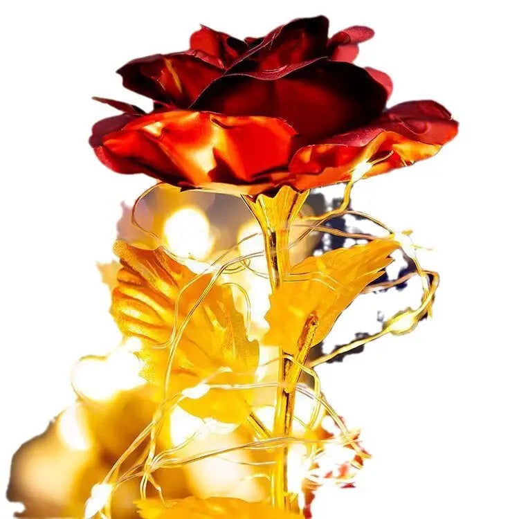 Luminária Noturna de LED Flor da Vida Eterna Rosa de Folha de Ouro Presente Encantador