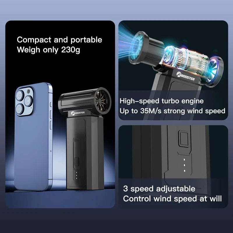 Mini Turbo Ventilador BOOSTER W01 — Potência Extrema em Tamanho Compacto