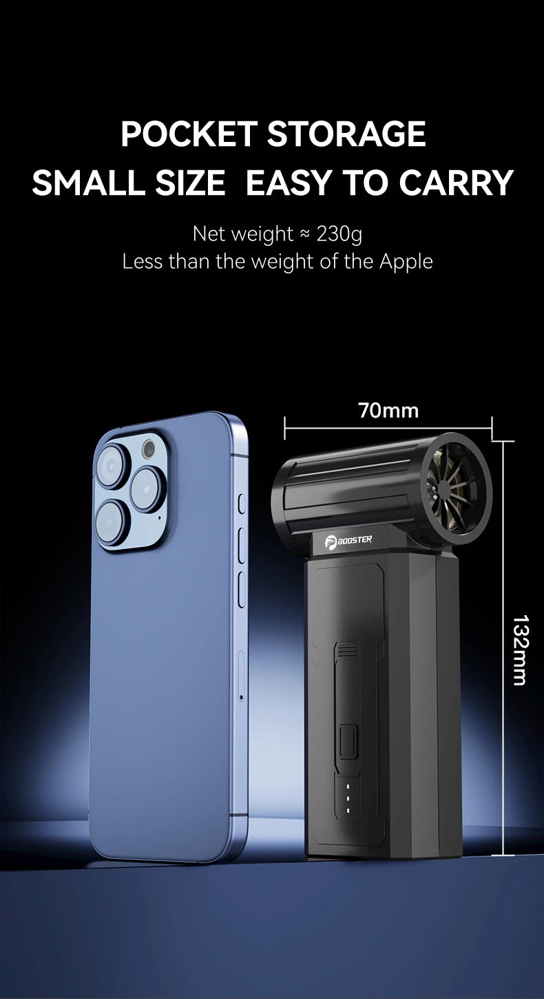 Mini Turbo Ventilador BOOSTER W01 — Potência Extrema em Tamanho Compacto