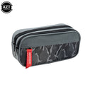 Estojo de lona camuflado com zíper duplo, bolsa de lápis para meninos e meninas, bolsa de papelaria escolar, material de estudante, estojo de caneta.