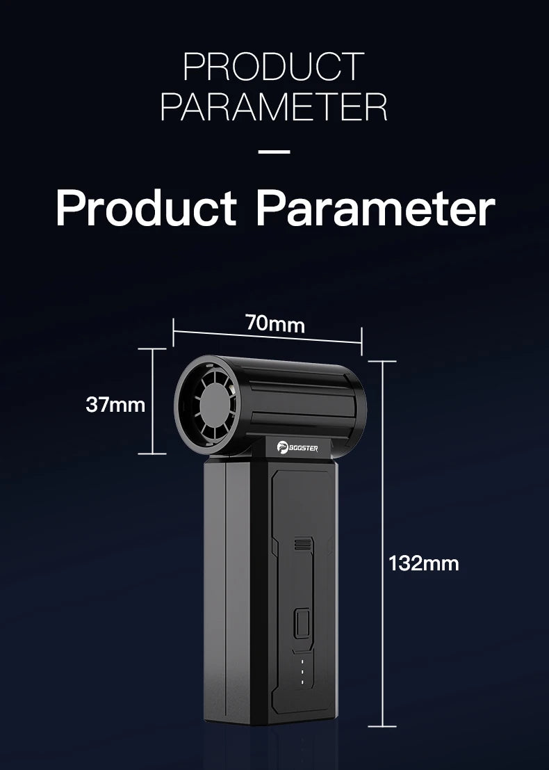 Mini Turbo Ventilador BOOSTER W01 — Potência Extrema em Tamanho Compacto