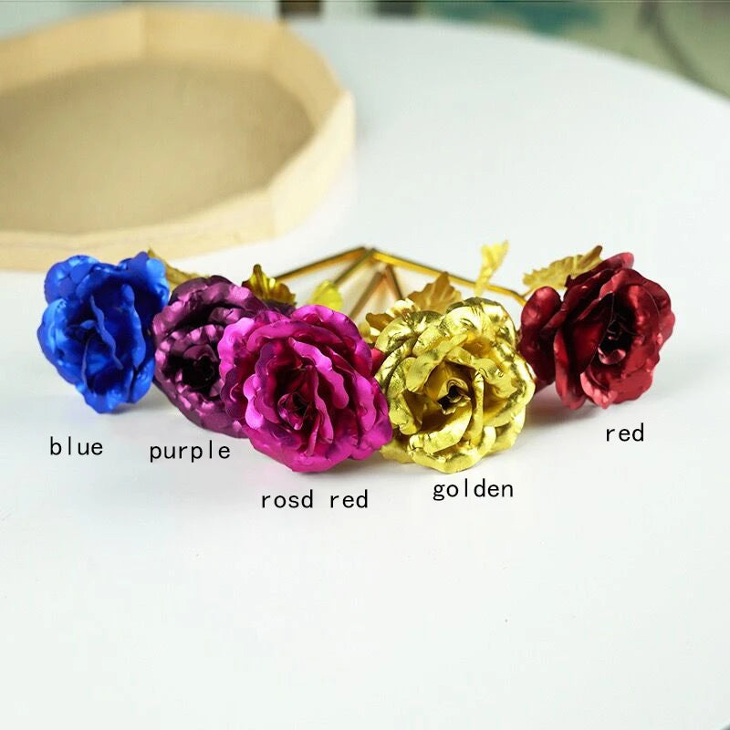 Luminária Noturna de LED Flor da Vida Eterna Rosa de Folha de Ouro Presente Encantador