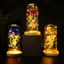 Luminária Noturna de LED Flor da Vida Eterna Rosa de Folha de Ouro Presente Encantador