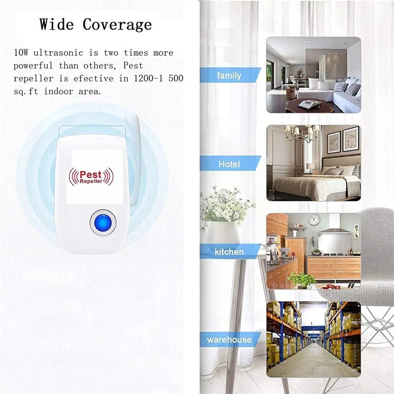 Repelente Ultrassônico de Pragas — Anti-Mosquitos, Anti-Baratas e Anti-Ratos • Proteção Sem Veneno