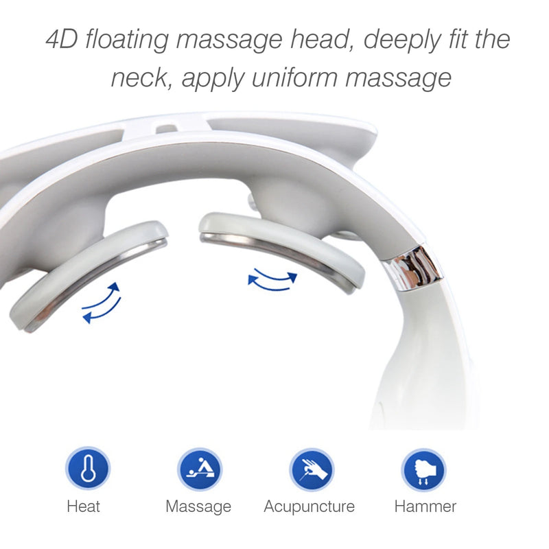 Massageador Elétrico 4D com Calor — Diga Adeus à Dor no Pescoço e Ombros!